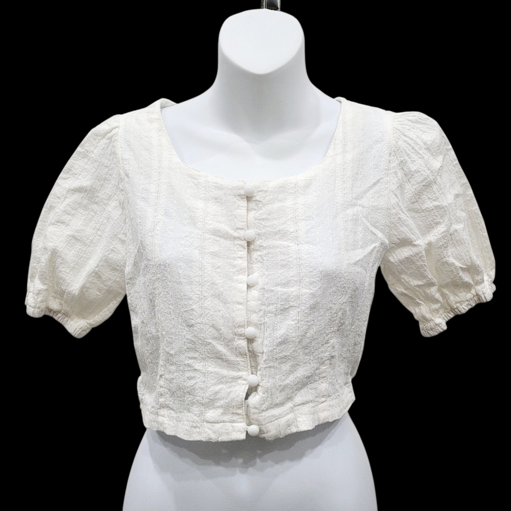2/$20 Y2K White Buttons Down Cropped Top Blouse